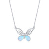 925 Sterling Silver Translucent Opal Necklace, Adjustable, Platinum Plated for Women