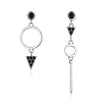 925 Sterling Silver Oxidized Pavé Setting CZ Earrings