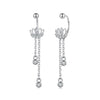 925 Sterling Silver Earrings with Pavé CZ in White Gold Plating - 3.1 x 0.7 cm for Women