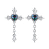 925 Sterling Silver Earrings with CZ and Glass, 24x13mm for Women