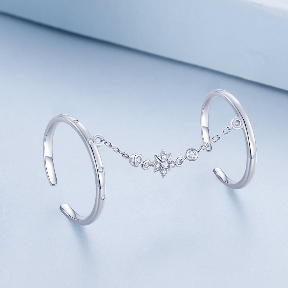 925 Sterling Silver Plated CZ Ring 30mm Chain Length, 1.7mm Width for Women