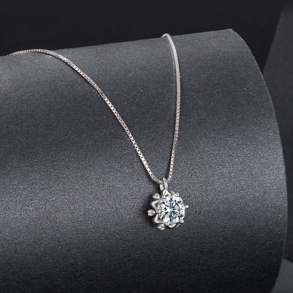925 Sterling Silver Moissanite & CZ Pavé Necklace - 40+5cm for Women
