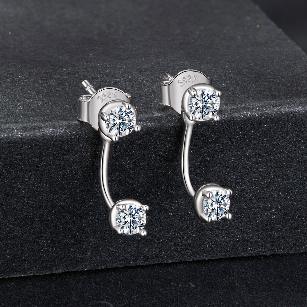 925 Sterling Silver White Gold Plated Moissanite Earrings 0.1 Carat for Women