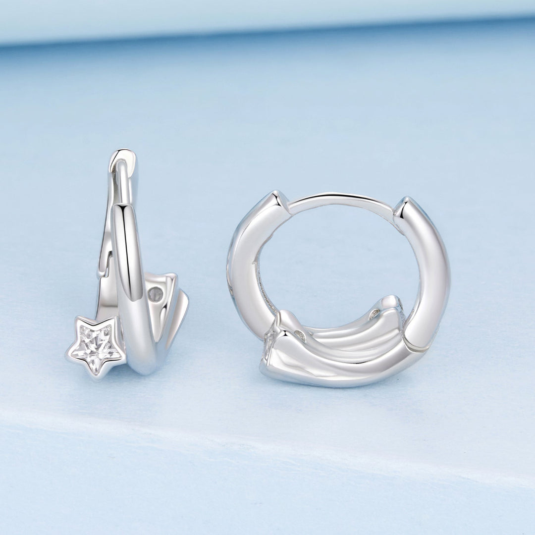 925 Sterling Silver Earrings with White Gold Plating and CZ