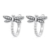 925 Sterling Silver Earrings with Pavé Setting CZ, Oxidized Finish, 1.3cm for Women
