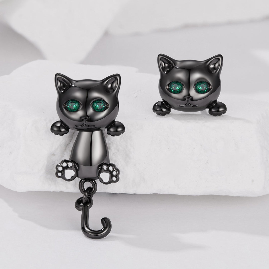 Brass & S925 Silver Earrings | 2.8*1.1cm | White Gold Plated with Pavé Setting CZ for Women