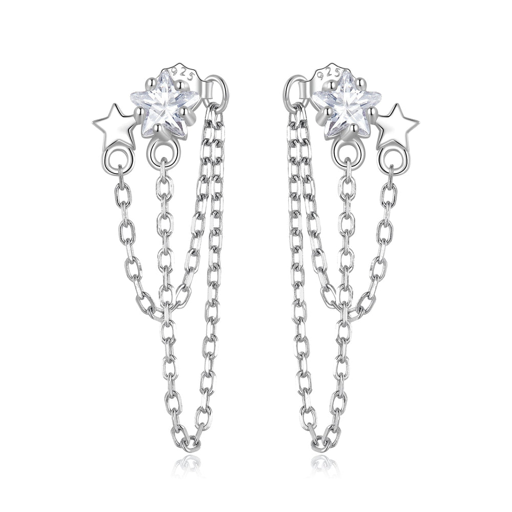 S925 Sterling Silver Pavé CZ Earrings, 0.9cm for Women