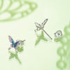 925 Sterling Silver White Gold Plated Enamel Earrings 9x10mm for Women