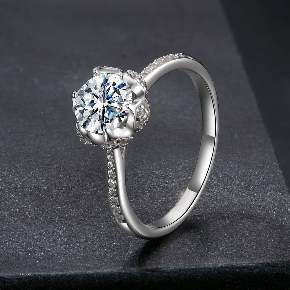 925 Sterling Silver Moissanite Ring 1ct Size 6 White Gold Plated for Women
