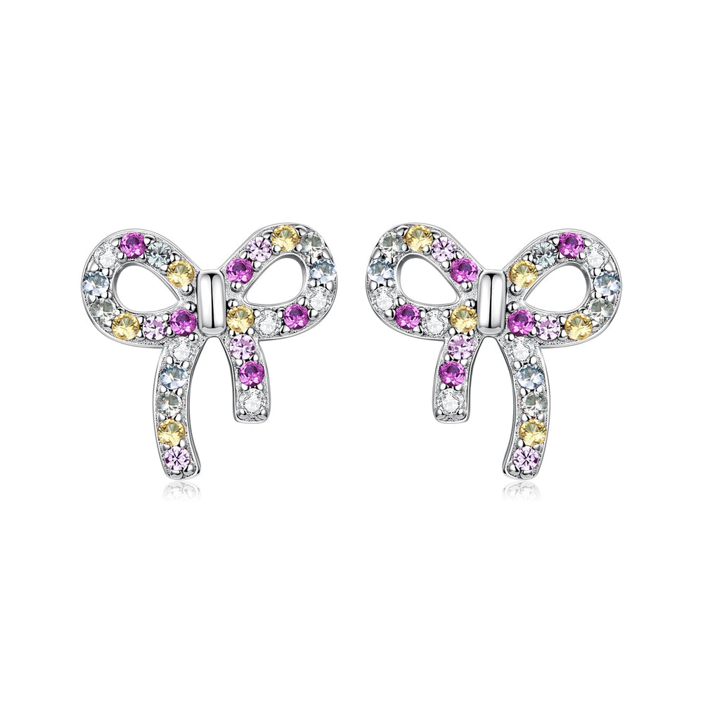 925 Sterling Silver White Gold Plated Pavé Setting CZ Earrings 1.0cm for Women