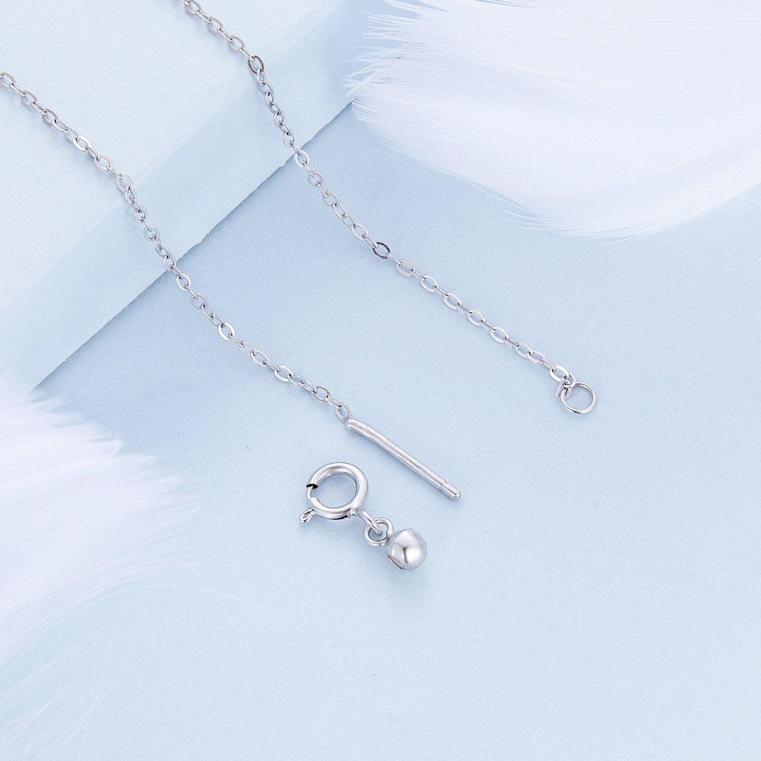 925 Sterling Silver Adjustable Moonstone Necklace with CZ Accents for Women