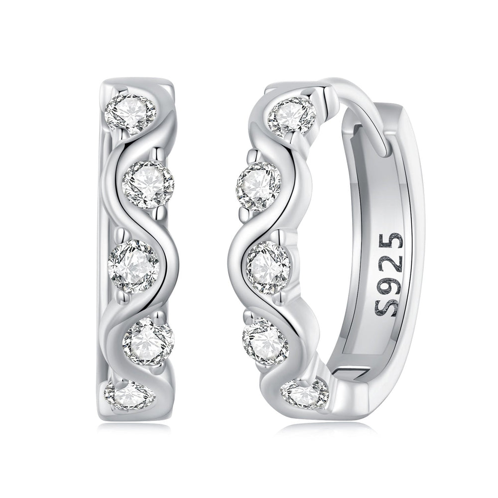 925 Sterling Silver Earrings with Platinum Plating and CZ - Stylish and Elegant Design for Women