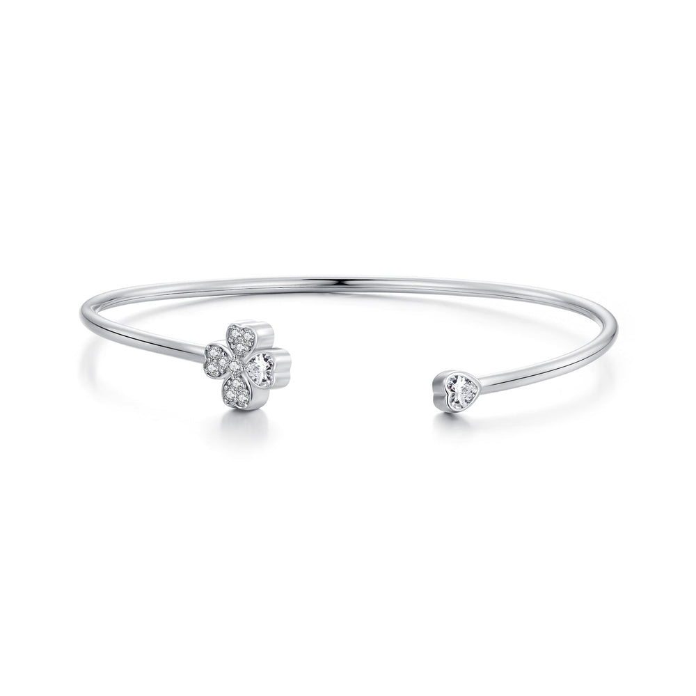 925 Sterling Silver Bracelet with Pavé Setting CZ, Inner Diameter 550mm, 2.0mm Wide, Unisex