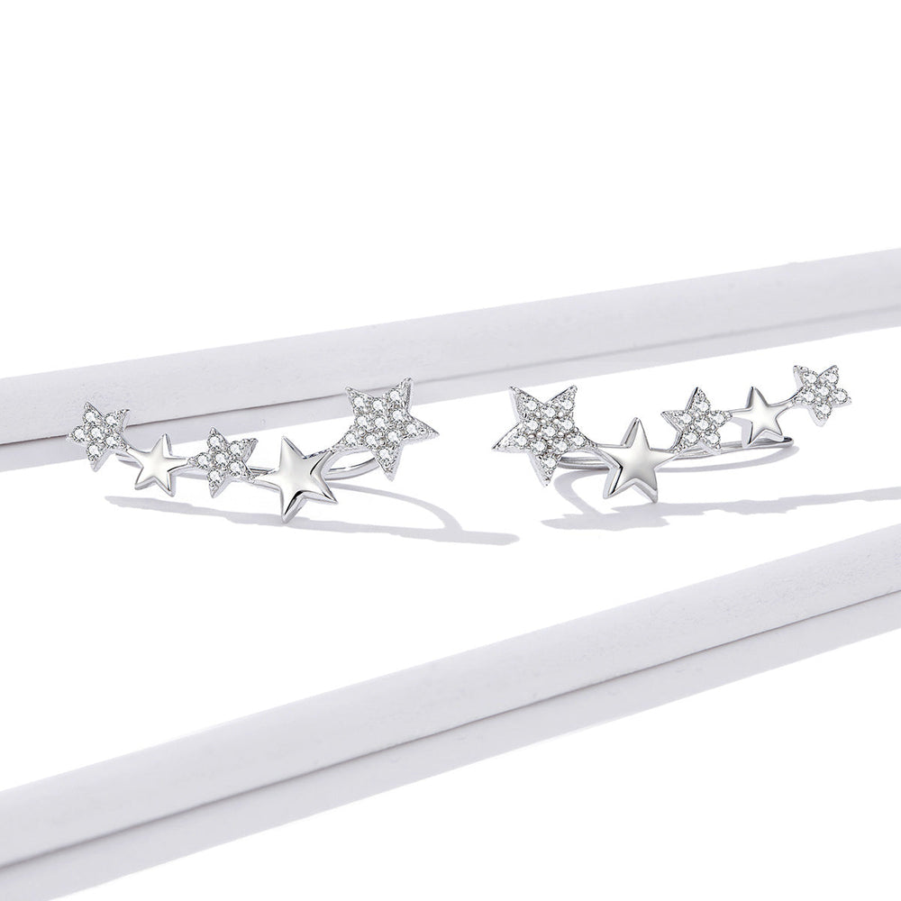 925 Sterling Silver Earrings with Plated Platinum and Pavé Setting CZ