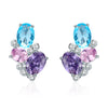 925 Sterling Silver Earrings with Transparent Glass, 1.6*1.1cm for Women