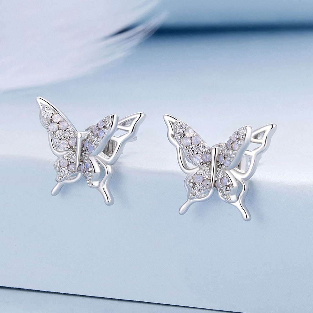 925 Sterling Silver Opal Nanometer Stone Earrings for Women