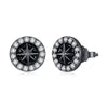 925 Sterling Silver Black Gold Plated Pavé CZ Earrings with Enamel for Women