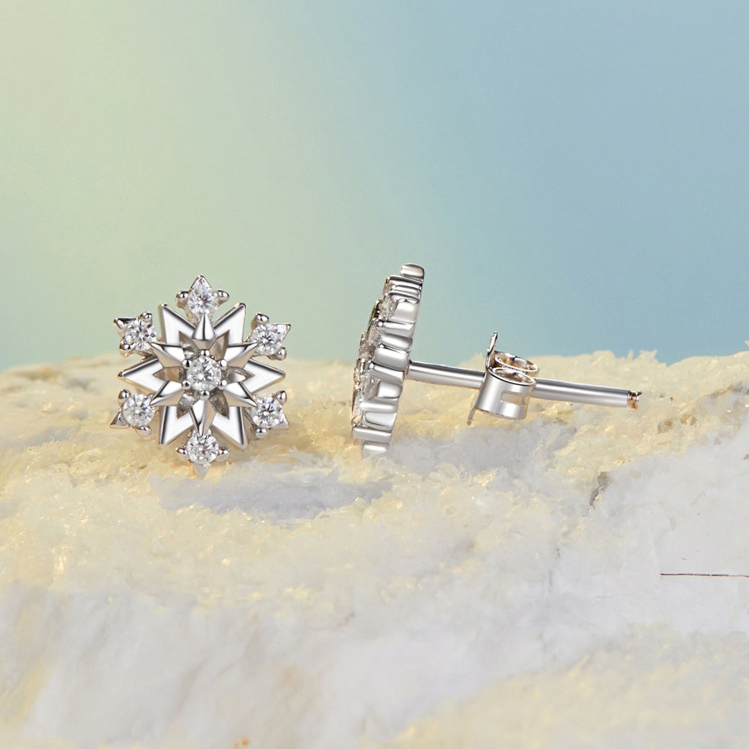 925 Sterling Silver Earrings with Pavé Setting CZ and White Gold Plating