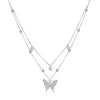 925 Sterling Silver Butterfly Necklace with Pavé Setting CZ, 40cm Length for Women