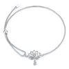 925 Sterling Silver Adjustable Chain Bracelet with White Gold Plating and CZ for Women