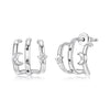 925 Sterling Silver Earrings with Pavé Setting CZ - Oxidized Silver, 1.1cm for Women
