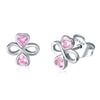 925 Sterling Silver Platinum Plated Pavé Setting CZ Earrings
