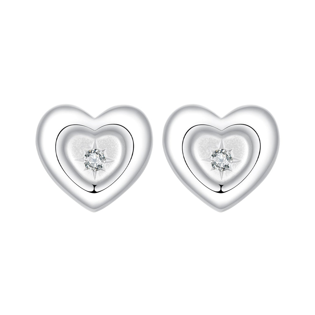 925 Sterling Silver White Gold Plated CZ Earrings