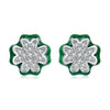 925 Sterling Silver Earrings with Pavé Set CZ & White Gold Plating, 0.75cm for Women