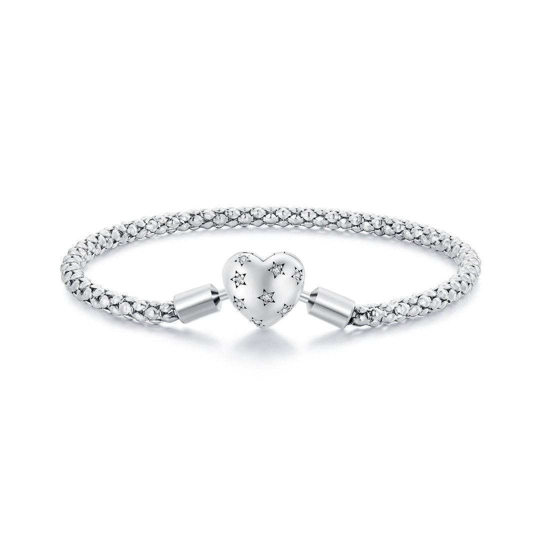 925 Sterling Silver Oxidized Silver Bracelets 17.0 Size with CZ for Women