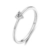 925 Sterling Silver 0.4cm Heart-shaped CZ Ring