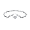 925 Sterling Silver Bracelet with CZ in Pavé Setting, 17.0 Size, Platinum Plated for Women