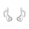925 Sterling Silver Earrings with Pavé Setting CZ in White Gold Finish, 1x0.7cm for Women