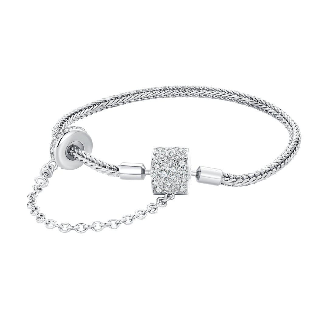 925 Sterling Silver Bracelet 17cm with Pavé Setting CZ for Women