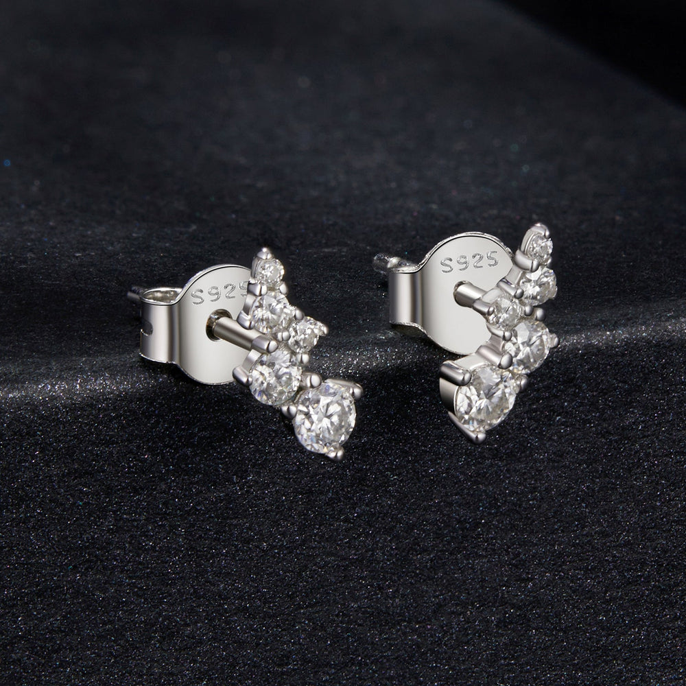 925 Sterling Silver Moissanite Earrings with White Gold Plating for Women