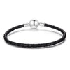 925 Sterling Silver Leather Rope Bracelet 17cm for Men