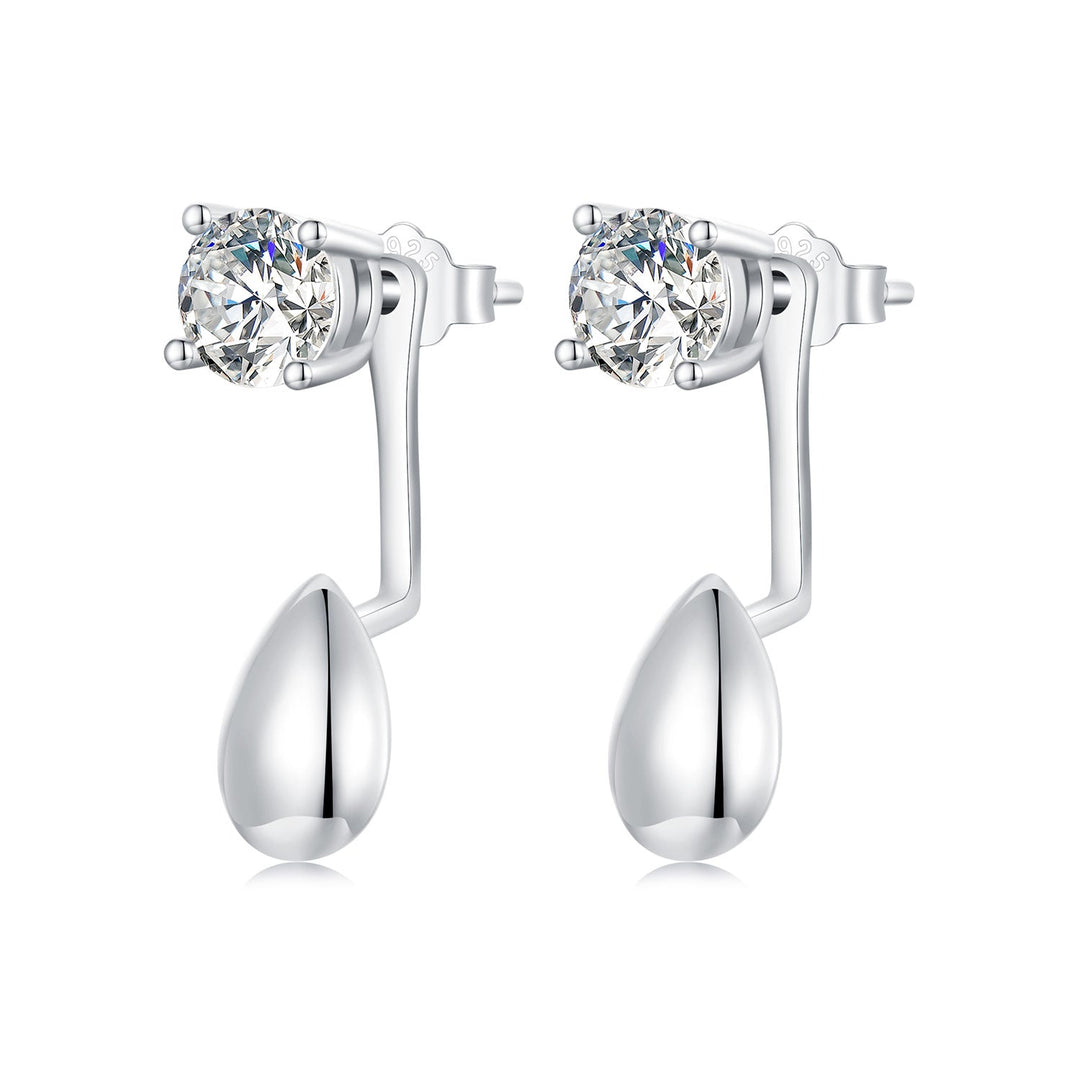 925 Sterling Silver Plated White Gold Earrings with Pavé Setting CZ