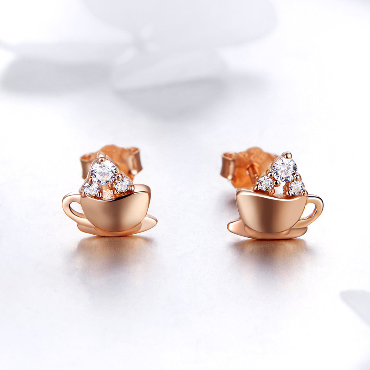 925 Sterling Silver Rose Gold Plated Pavé CZ Earrings for Women - imagen 2 de 6
