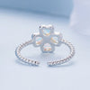 925 Sterling Silver Moonstone Clover Ring for Women