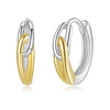 925 Sterling Silver Earrings for Women - 1.4x0.4cm - White Gold and Gold Plated
