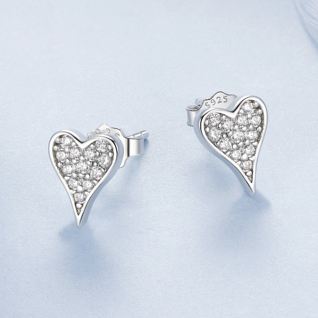 925 Sterling Silver White Gold Plated Pavé CZ Earrings