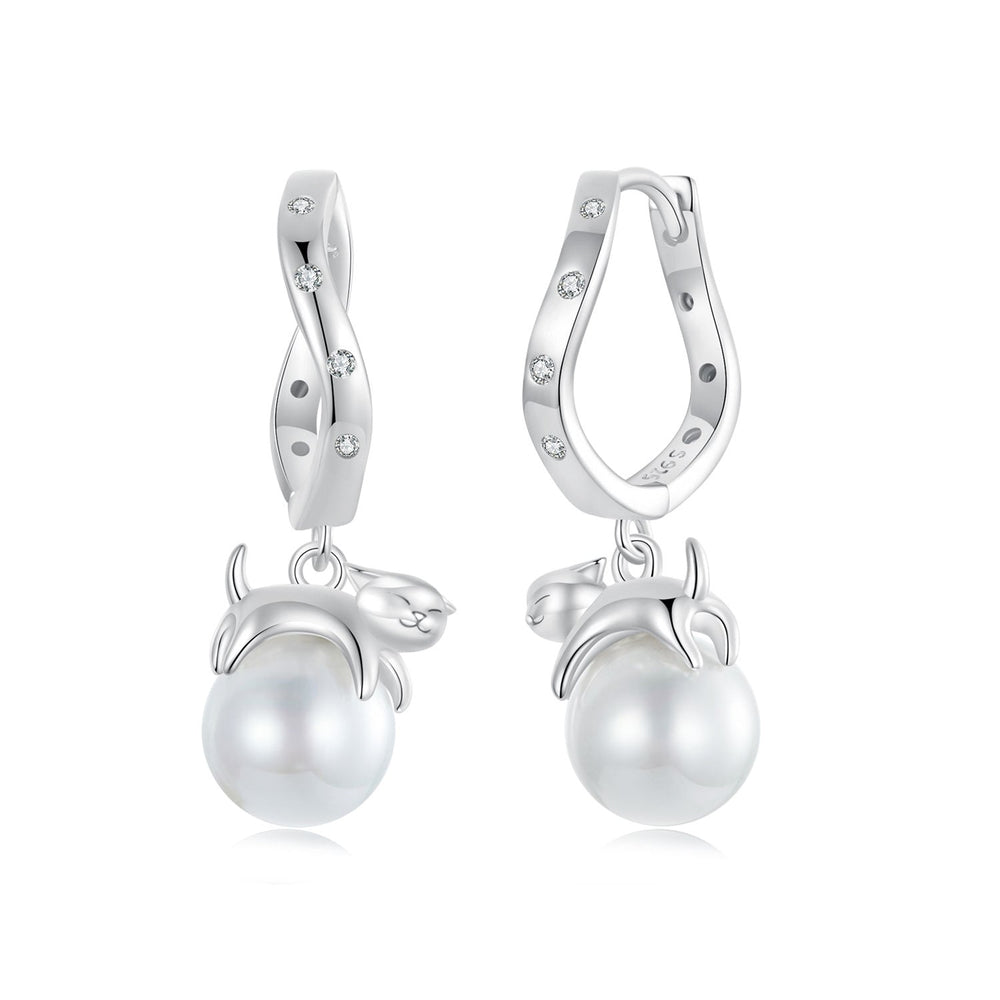 925 Sterling Silver Earrings with Quality Shell Pearl and CZ for Women