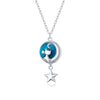 925 Sterling Silver 40+3cm Platinum Plated Enamel Necklace for Women