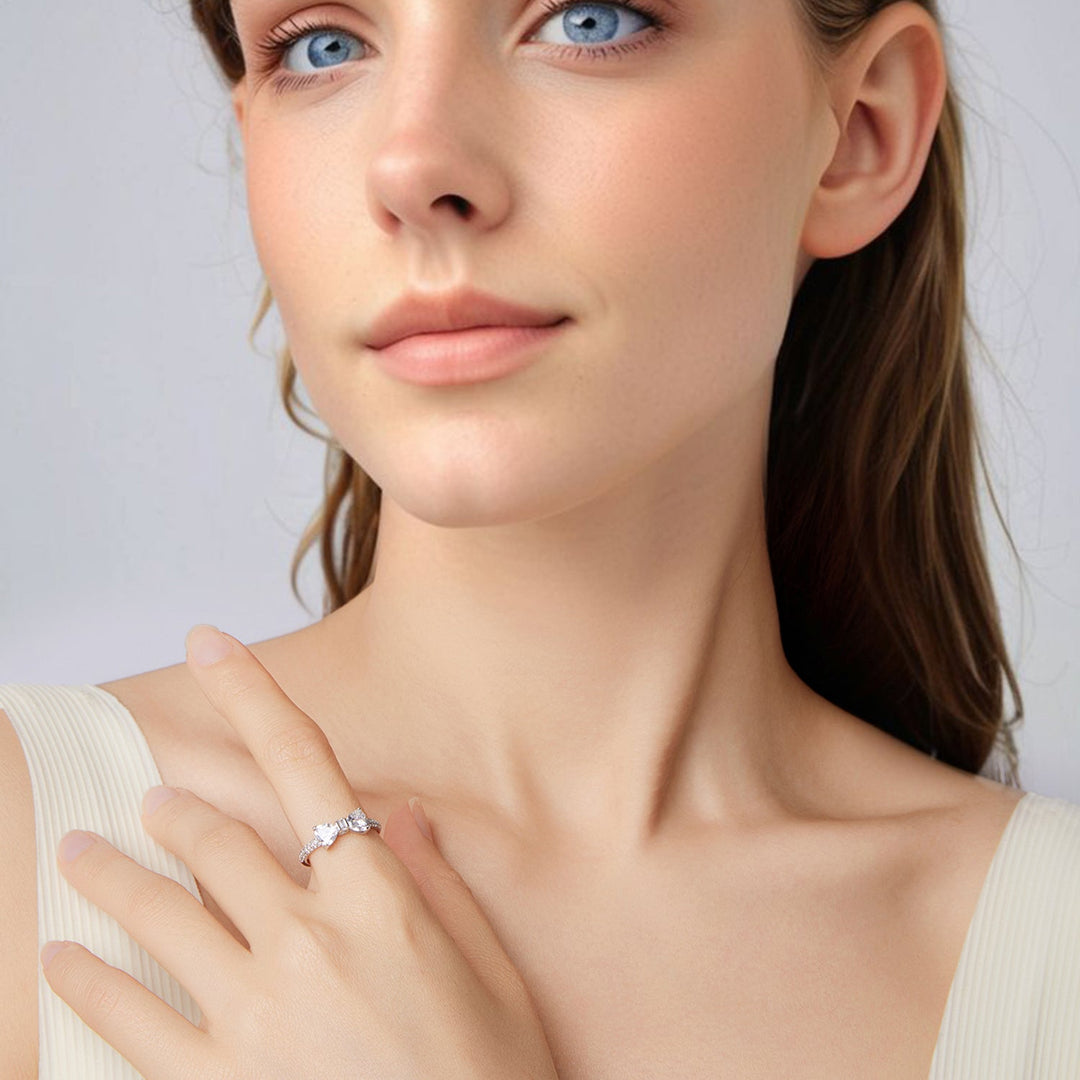 925 Sterling Silver White Gold Plated 1.2cm Pendant Ring Size 6 for Women