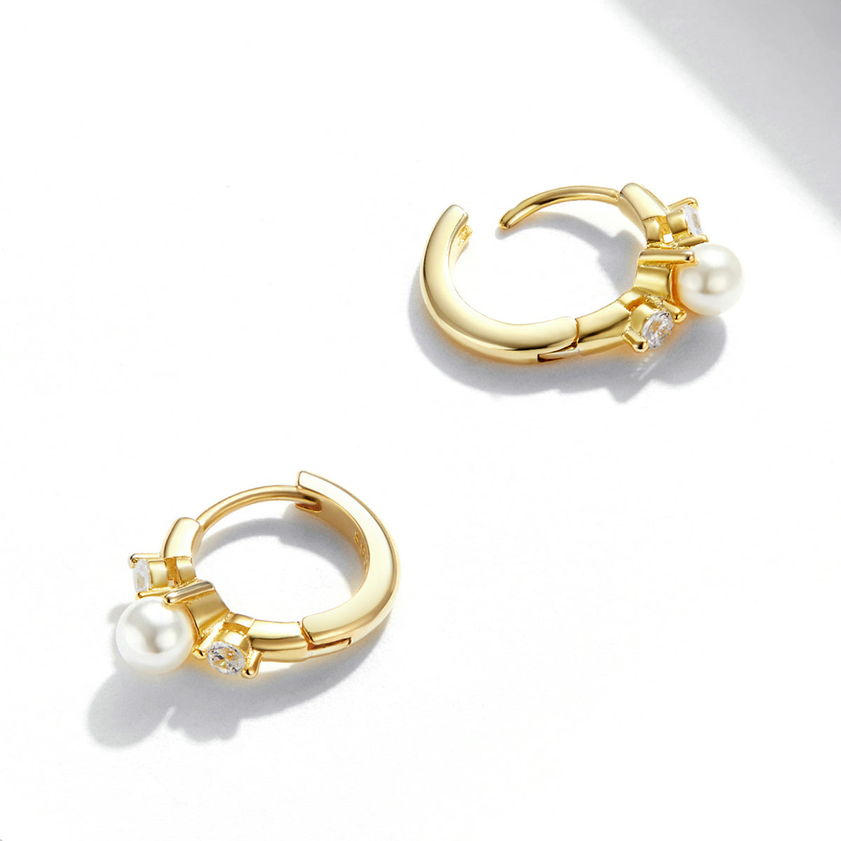 925 Sterling Silver Pavé CZ Gold Plated 1x0.5cm Earrings for Women - image 6 of 8