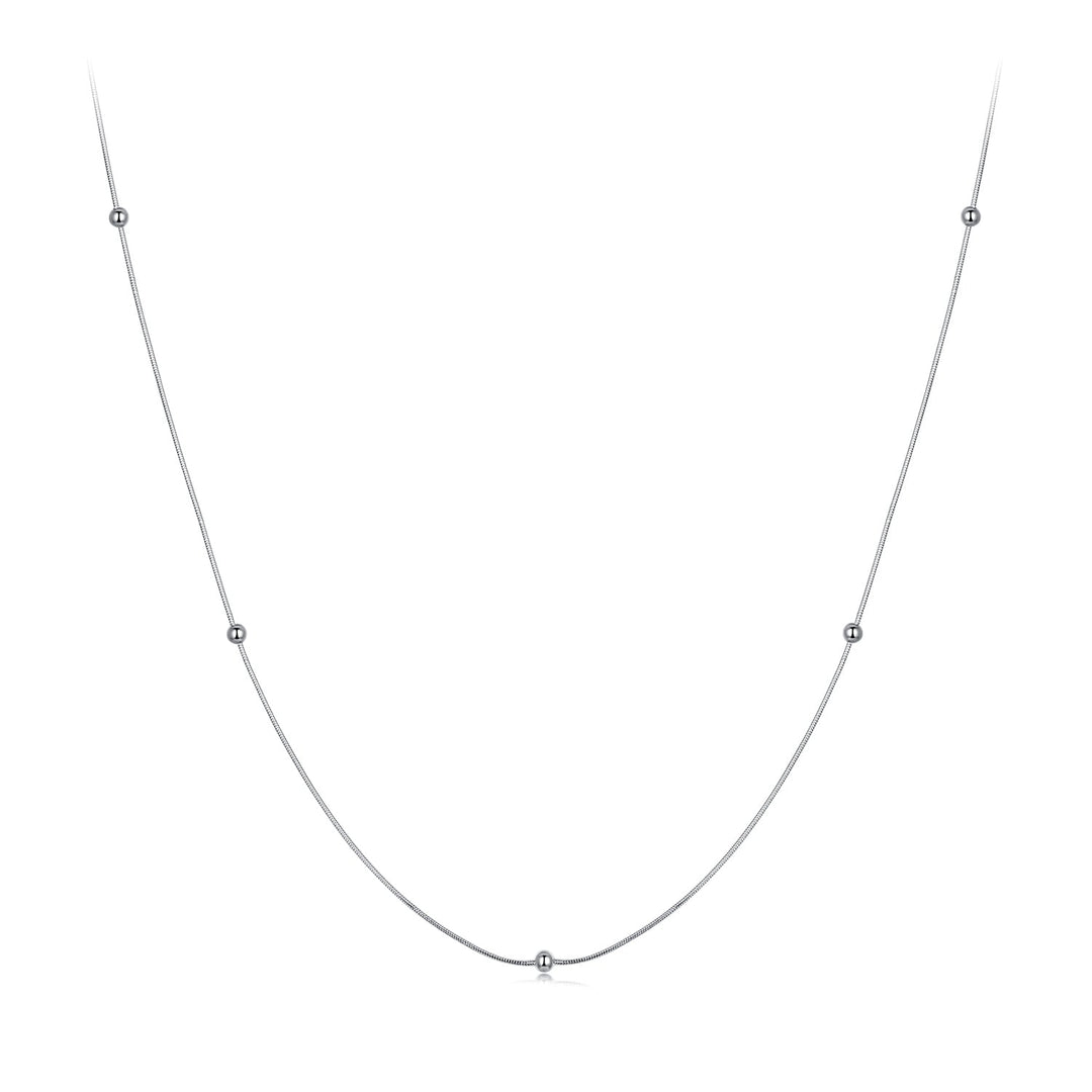 925 Sterling Silver Necklace with White Gold Plating, Length 40+5cm, Chain Thickness 0.08cm, for Women