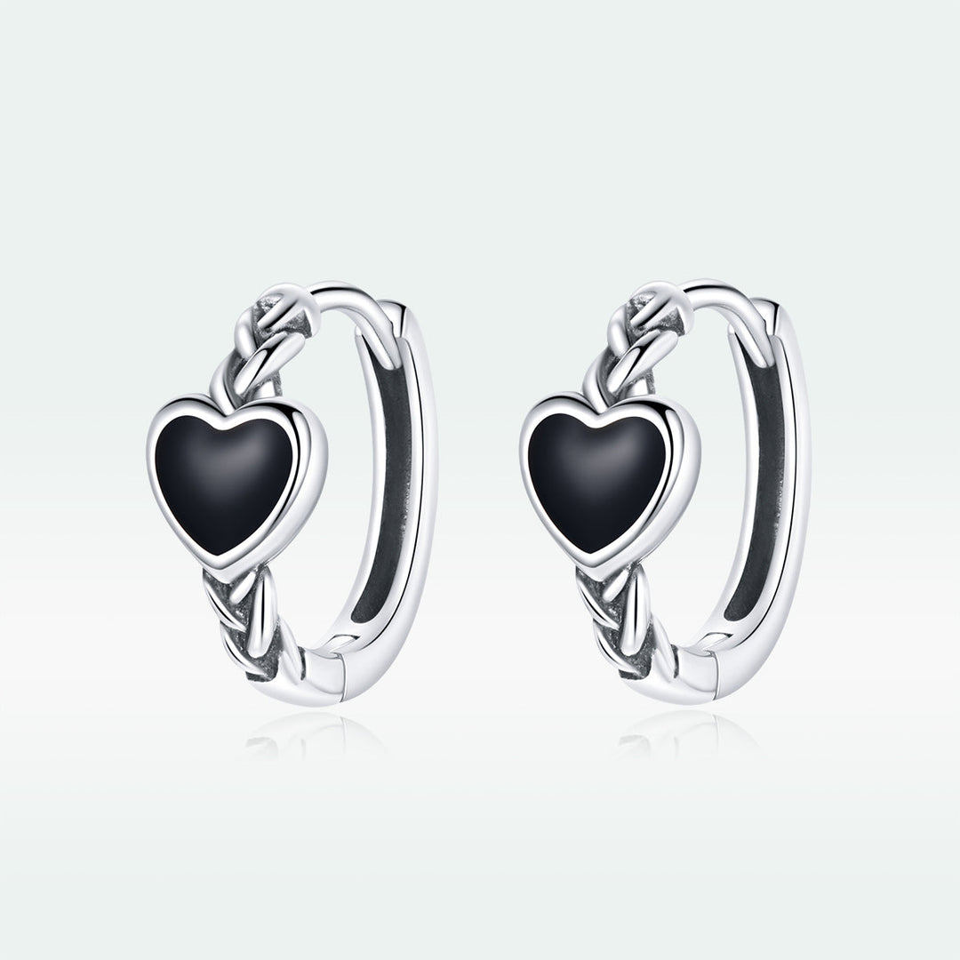 925 Sterling Silver Oxidized Enamel Earrings for Women - 1.2*0.5 cm