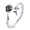 925 Sterling Silver & Oxidized Silver 0.15 cm Width Rose Ring for Women