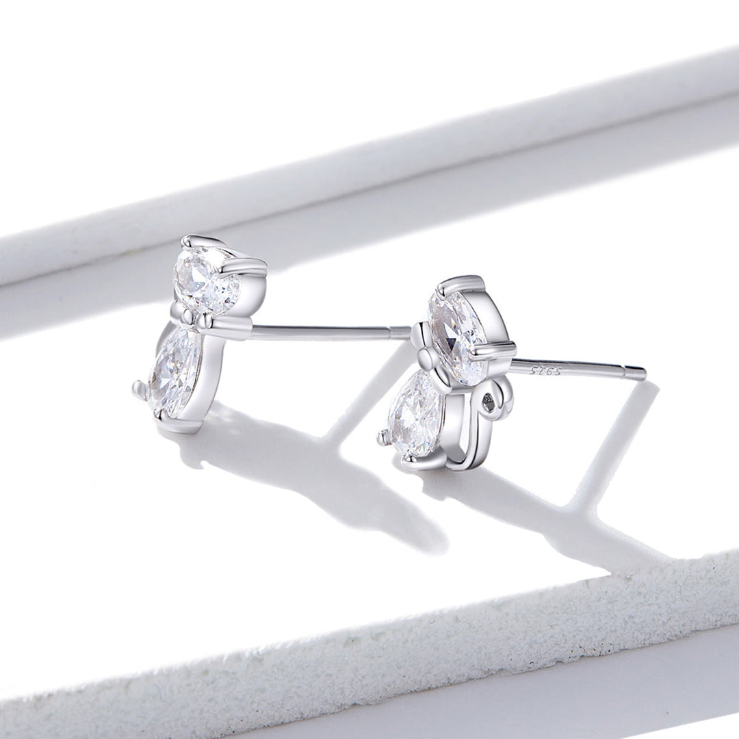 925 Sterling Silver Plated Platinum Earrings with Pavé Setting CZ for Women