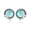S925 Oxidized Silver Transparent Glass Earrings for Women