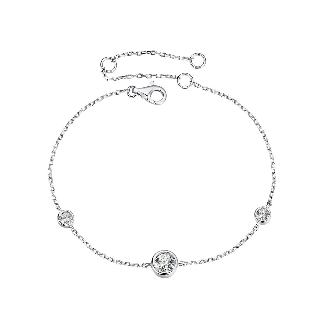 925 Sterling Silver 5mm Moissanite & 3mm Moissanite Bracelet for Women
